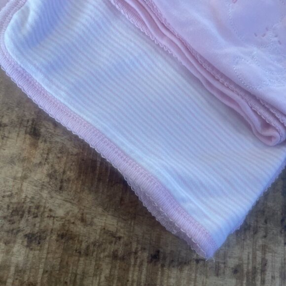 The Children's Place Baby Blanket Pink White Stripes Teddy Bear Cotton TCP - Picture 4 of 9